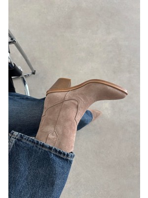 Straswans Maven Kadın Süet Topuklu Bot Vizon