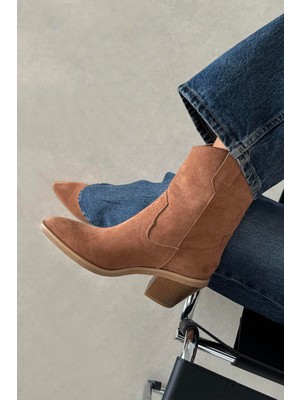 Straswans Maven Kadın Süet Topuklu Bot Taba