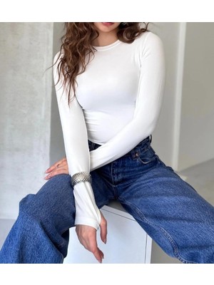 Gamzeli Renklerim Oys Modal Pamuk Uzun Kollu Parmak Geçmeli Body