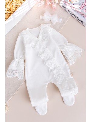 Babymod Güpürlü 100% Pamuk Kız Bebek Tulum