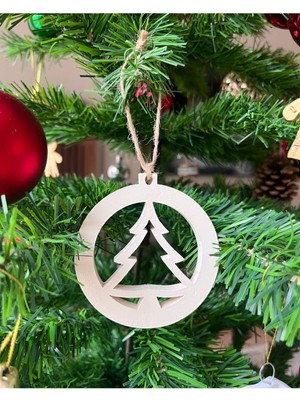 Empressco Krem Renk Yuvarlak Ağaç Sembollü Dekoratif Beton Süs, Sıcak ve Şık Yılbaşı Atmosferi Sağlar