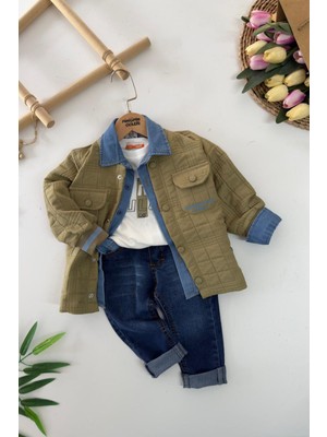 Miniğimin Cicileri Kapitone Ceketli Tensel Gömlekli Erkek Çocuk 4 lü takım - Yeşil