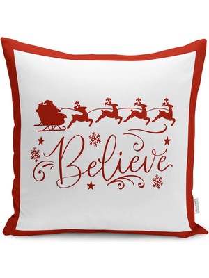 Empressco Renkli Noel Baba ve Geyikleri Temalı Modern Yastık Kılıfı, Şık ve Eğlenceli Dekorasyon