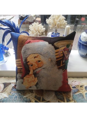 Empressco Renkli Goblen Dokuma Kırlent Kılıfı, Noel Baba Desenli, Şık ve Sıcacık Dekorasyon