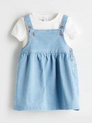 Lc Waikiki Yeni Sezon Kız Bebek Jean Elbise ve Bluz 2'li