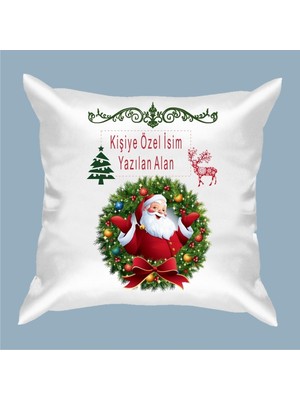 Empressco Beyaz Kişiye Özel Isimli Yastık, Yılbaşı ve Mutlu Yıllar Temalı Dekorasyon