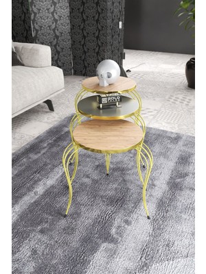 Zigon Sehpa Lükens Gold Antrasit Ceviz