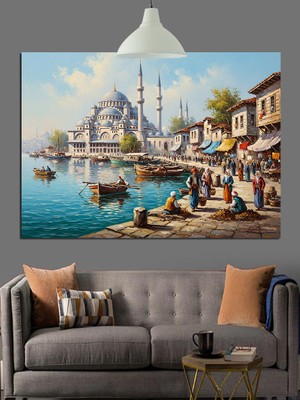 Karizma Tablo Istanbul Sahil Camii Manzarası Dekoratif Kanvas - Mdf Ahşap Tablo