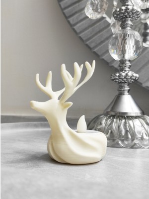 Empressco Beyaz 11CM Noel Geyiği Mumluğu, Renkli Dekor ve LED Işık Hediye