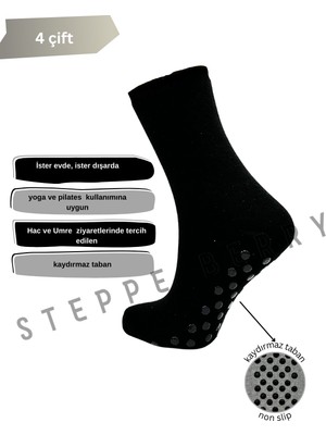 Steppe Berry 4 Çift Siyah Soket Pilates Çorabı