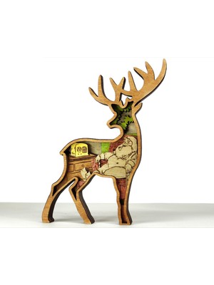 Empressco Modern Ahşap Geyik Dekoratif Obje, Masa Süsü, Noel Temalı, Şık ve Doğal Tasarım