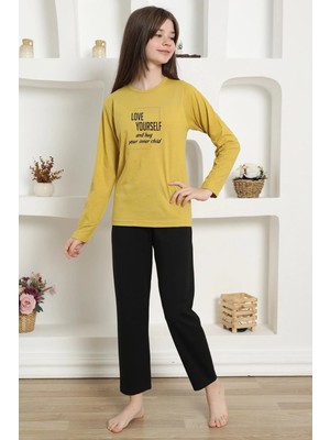 Marsilyan Kız Çocuk Penye Pijama Takım Sarı