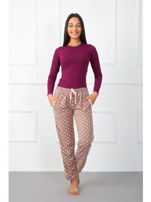 Marsilyan Bayan Polar Tek Alt Pijama Kahve