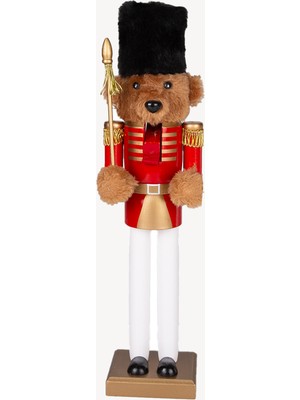 Herdekora Yılbaşı Süsü, Ahşap Köpek, Kahverengi-Kırmızı - 9X36 cm