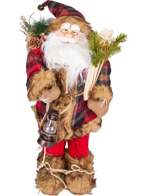 Herdekora Yılbaşı Noel Baba, Kırmızı-Siyah Ekose Kumaşlı - 26X60 cm