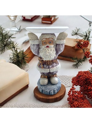 Empressco Beyaz Noel Baba Süsü, Tabak Tutabilen Dekoratif Obje, Yılbaşı Dekorasyonu