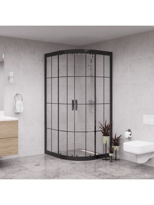 Raumark Black Luna 6mm Karolajlı Oval Duşakabin