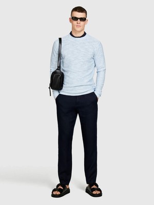 Sisley %100 Keten Slim Comfort Fit Pantolon Erkek Lacivert Pantolon - 325P4AGHSF049