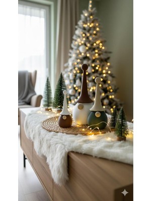 Empressco Bej Renkli 3'lü Yılbaşı Cücesi Dekor Seti