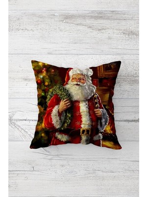 Empressco Yılbaşı Temalı Kırmızı Yastık Kılıfı Gizli Fermarlı Tek Taraf Baskılı