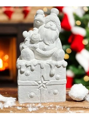 Empressco Beyaz Polyester Noel Baba Temalı Paket Üstü Dekorasyonu