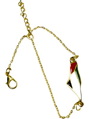 Zaytoon Filistin Haritası Içinde Bayrağı Paslanmaz Gold Kaplamlı Bileklik A300055