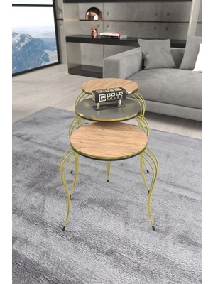 Zigon Sehpa Lükens Çift Gold Antrasit Ceviz