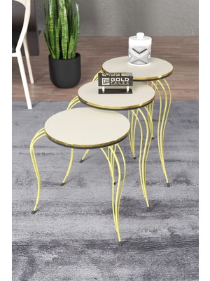 Zigon Sehpa Lükens Çift Gold Krem