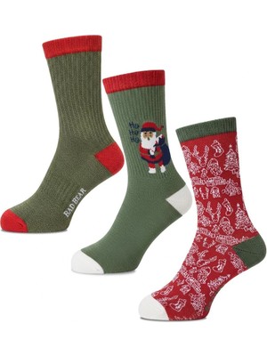 Bad Bear Noel Çok Renkli Unisex 3'lü Çorap
