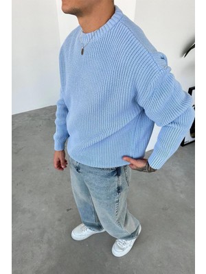 Erkek Bol Kesim Fitilli Dokulu Triko Kazak