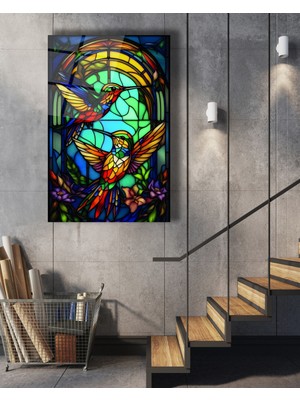 Marsilyan Vitray Sinek Kuşları Cam Tablo