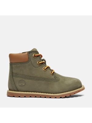 Timberland Pokey Pine Mıd Lace Up Wıth Zıp Boot Çocuk Haki Bot TB1A1VOSA581