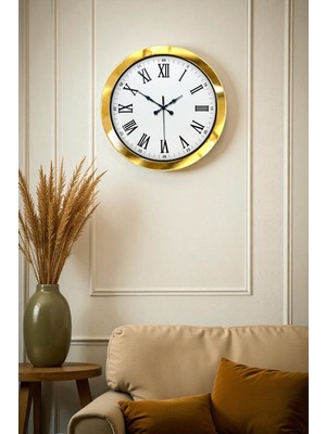 Zentime Gold Şık 36 Cm Metal Duvar Saati