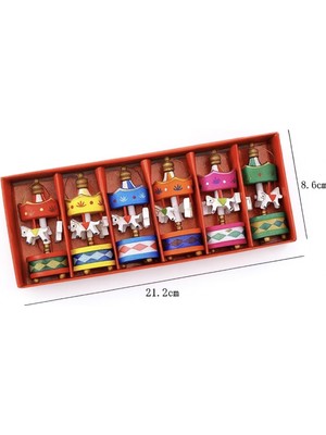 Empressco Renkli Mini Ahşap Noel Atlıkarınca Figürleri 6'lı Set
