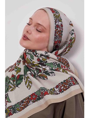 Lêvi D'or Vizon Çiçek Yaprak Desen Aura Eşarp