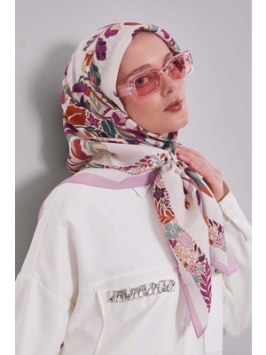 Lêvi D'or Pembe Çiçek Yaprak Desen Aura Eşarp