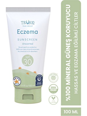 Trukid Güneş Kremi 30 Faktör Eczema Eğilimli Ciltler İçin 100 ml Doğal Koruma
