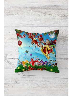 Empressco Mavi Çift Taraflı Baskılı Gizli Fermuarlı Yastık Kırlent Hediye