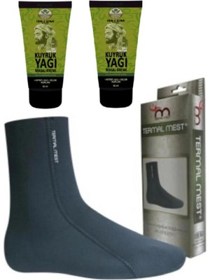 Süper Ibni Sina Kuyruk Yağı Masaj Kremi 2 x 50 ml Su ve Isı Geçirmeyen Mest Çorap (L)