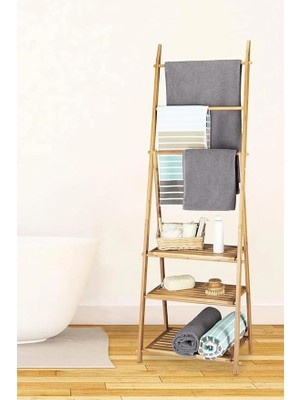 Bambu 3 Raflı Havlu Askısı Banyo Düzenleyici Havluluk Organizer DB-0006