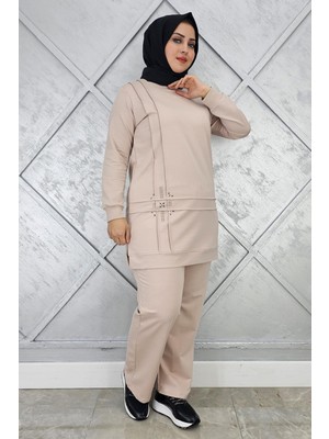 Pys Giyim Kadın Taş Detaylı Nervür Dikim Tesettür Takım