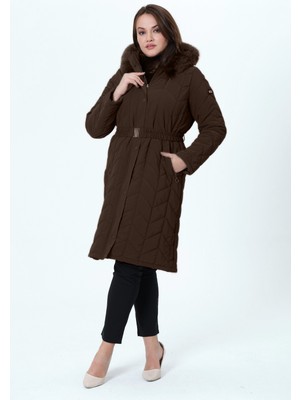 Meralcan Kaddın Büyük Beden Astarlı  Nova Kumaş Kapitone Mont
