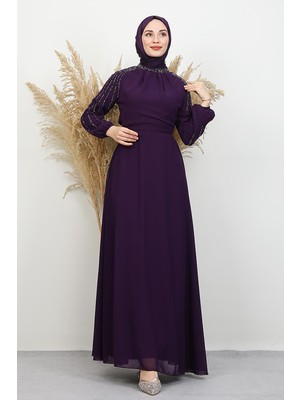 Giza Store Semra Tesettür Elbise Mor