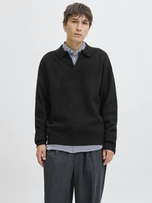 Jack & Jones Jjsoho Ollıe Knıt Splıt Neck Ln Yakalı Kazak