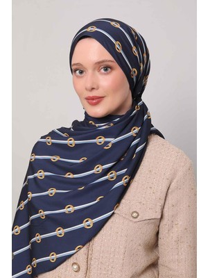 Levidor Lêvi D'or Lacivert Çizgili Halka Desen Club Şal