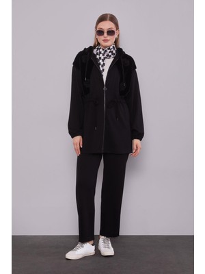 Levidor Siyah Gül Detaylı Bel Büzgülü Ikili Takım