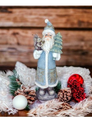 Empressco Mavi Renkli Çam Ağaçlı Noel Baba Polyester Biblo Model 1