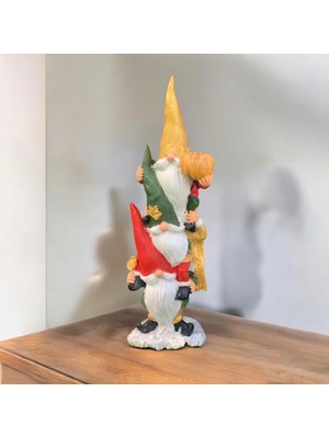 Empressco 3’lü Noel Gnome Dekor Seti, Renkli Polyester Obje, 44X18 cm