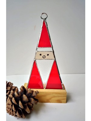 Empressco Renkli Vitray Cam Yılbaşı Süsü, Noel Baba Figürlü Dekorasyon, Şık ve Parlak Tasarım