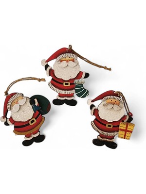 Empressco Üçlü Noel Baba Yılbaşı Süsü, Kırmızı Renkli, Sıcak ve Neşeli Yılbaşı Atmosferi